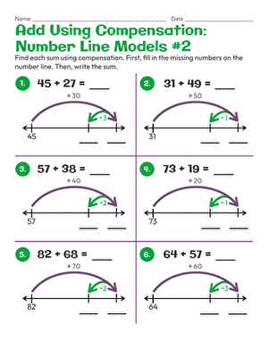 Add Using Compensation: Number Line Models #2