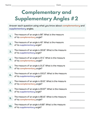 Complementary and Supplementary Angles #2
