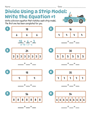 Divide Using a Strip Model: Write the Equation #1