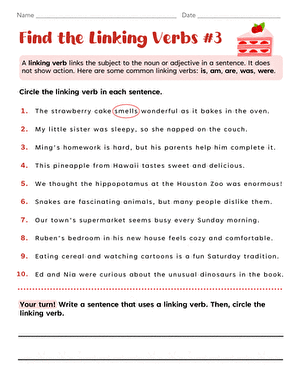 Find the Linking Verbs #3