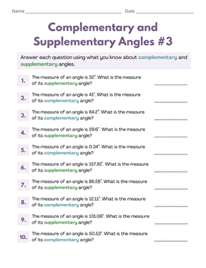 Complementary and Supplementary Angles #3