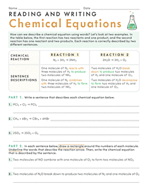 Reading and Writing Chemical Equations