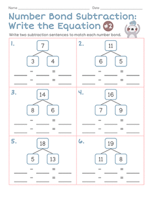 Number Bond Subtraction: Write the Equation #2