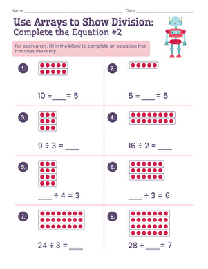 Use Arrays to Show Division: Complete the Equation #2