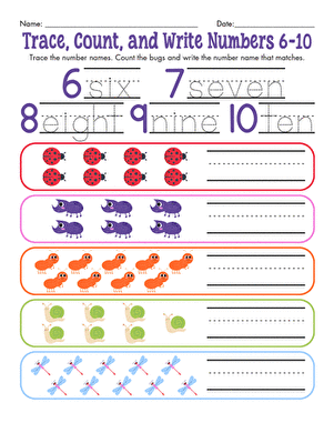 Trace, Count, and Write Numbers 6–10