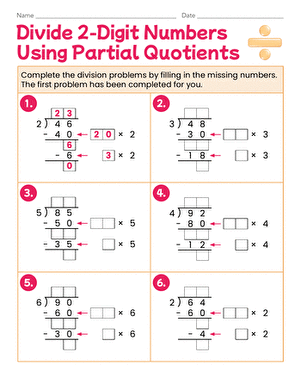 Divide 2-Digit Numbers Using Partial Quotients