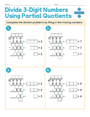 Divide 3-Digit Numbers Using Partial Quotients