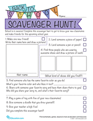 Back to School Scavenger Hunt