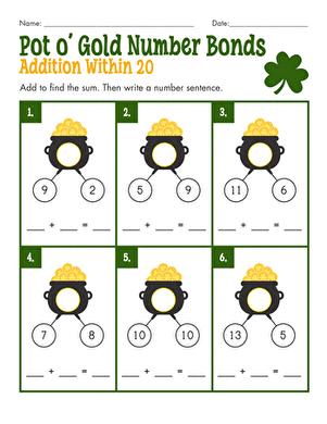 Pot o' Gold Number Bonds: Addition Within 20