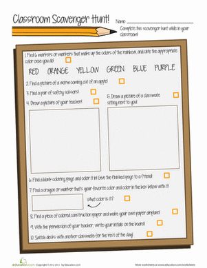 Classroom Scavenger Hunt