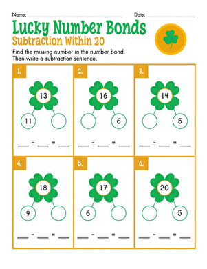 Lucky Number Bonds: Subtraction Within 20