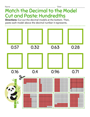 Match the Decimal to the Model Cut and Paste: Hundredths