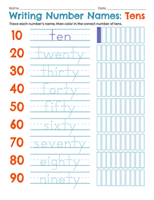 Writing Number Names: Tens