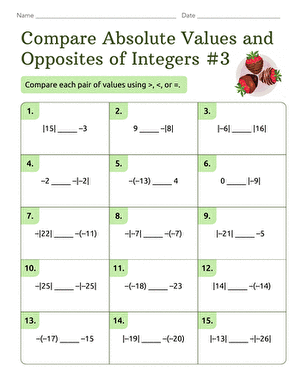 Compare Absolute Values and Opposites of Integers #3