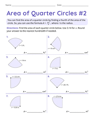 Area of Quarter Circles #2