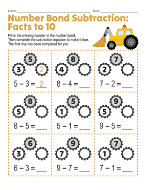 Number Bond Subtraction: Facts to 10