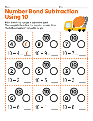 Number Bond Subtraction Using 10