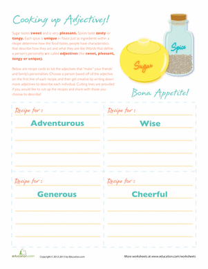 Cooking Up Adjectives by Bethany Schreck