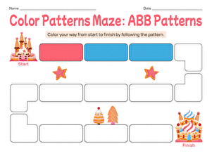 Color Patterns Maze: ABB Patterns