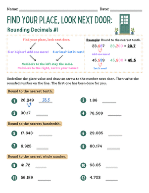Find Your Place, Look Next Door: Rounding Decimals #1