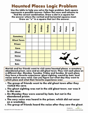 Haunted Places Logic Problem