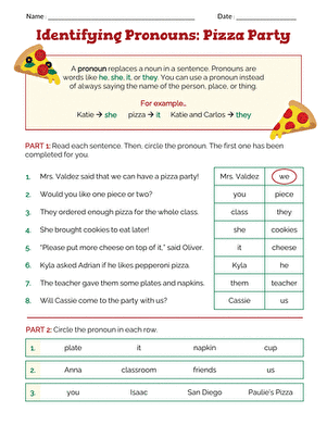 Identifying Pronouns: Pizza Party