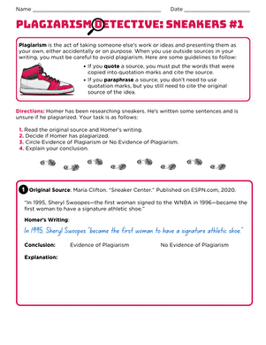 Plagiarism Detective: Sneakers #1