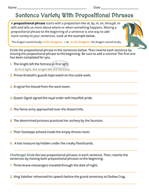 Sentence Variety With Prepositional Phrases