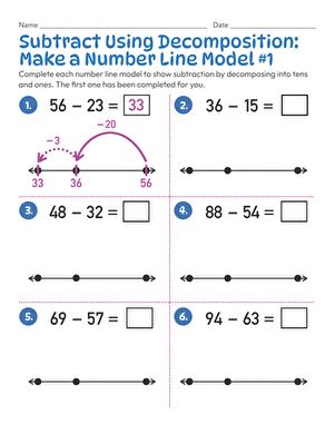 Subtract Using Decomposition: Make a Number Line Model #1