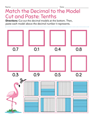 Match the Decimal to the Model Cut and Paste: Tenths