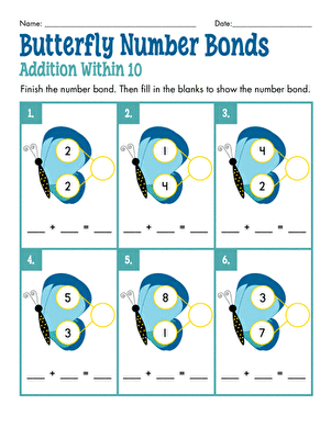 Butterfly Number Bonds: Addition Within 10