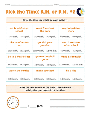 Pick the Time: A.M. or P.M. #2