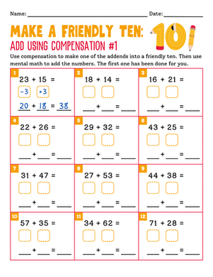 Make a Friendly Ten: Add Using Compensation #1