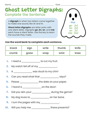 Ghost Letter Digraphs: Complete the Sentence