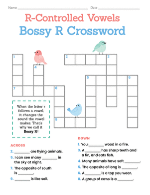 R-Controlled Vowels: Bossy R Crossword