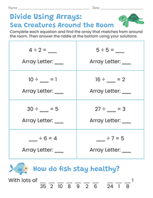 Divide Using Arrays: Sea Creatures Around the Room