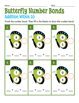 Butterfly Number Bonds: Addition Within 20