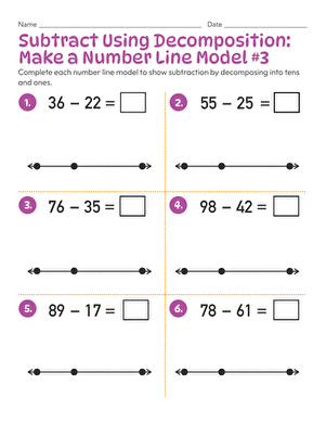 Subtract Using Decomposition: Make a Number Line Model #3