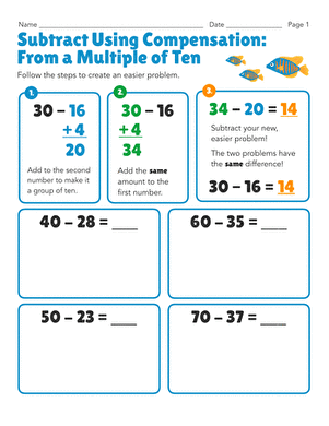 Subtract Using Compensation: From a Multiple of Ten