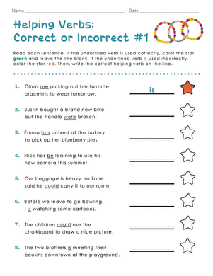 Helping Verbs: Correct or Incorrect #1