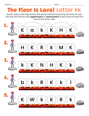 The Floor is Lava! Letter Kk