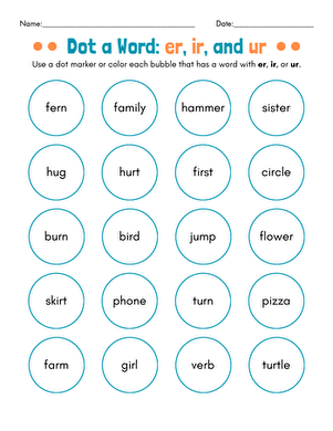 Dot a Word: er, ir, and ur