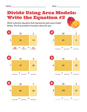 Divide Using Area Models: Write the Equation #2