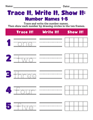 Trace It, Write It, Show It: Number Names 1–5