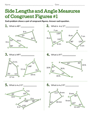 Side Lengths and Angle Measures of Congruent Figures #1