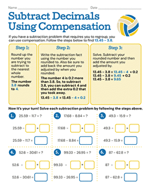 Subtract Decimals Using Compensation