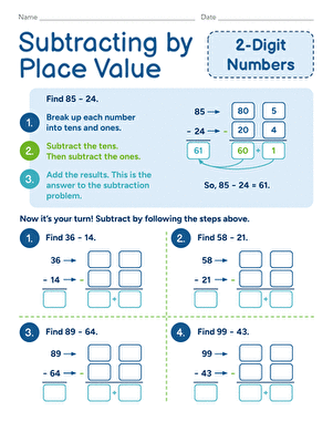 Subtracting By Place Value: 2-Digit Numbers