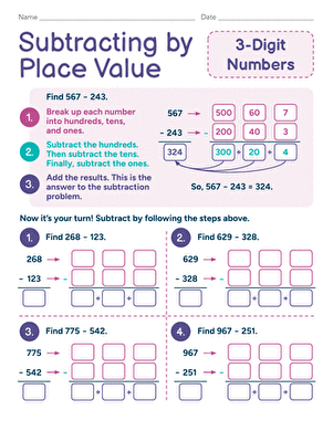 Subtracting by Place Value: 3-Digit Numbers