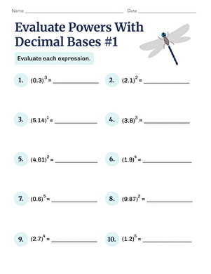 Evaluate Powers With Decimal Bases #1