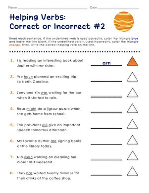 Helping Verbs: Correct or Incorrect #2